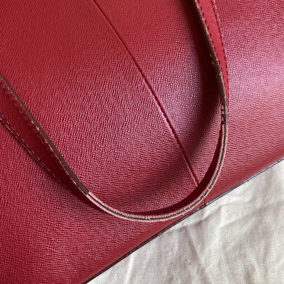 J.Crew Women’s Red Leather Tote Bag Shoulder Bag Purse w/ Dust Bag - Picture 8 of 16